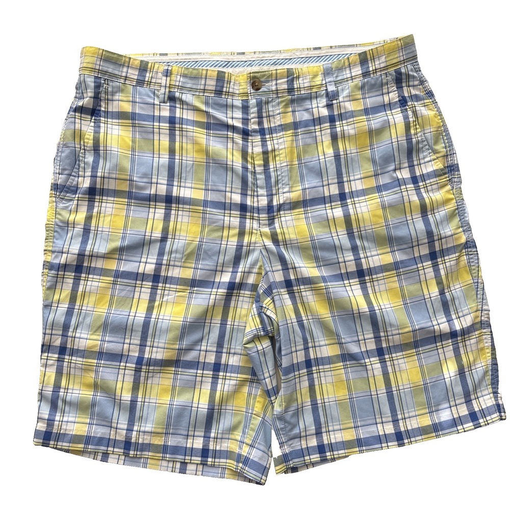 FootJoy Golf Shorts Mens 38 Blue Yellow Plaid Athleisure Sporty Casual Preppy